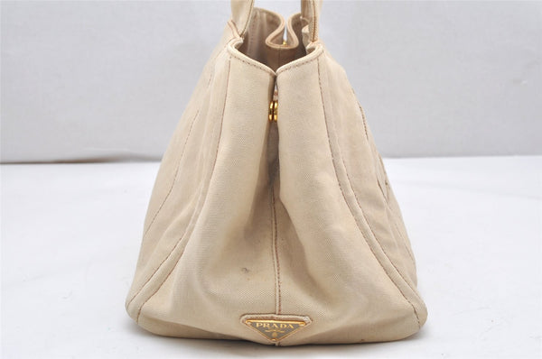 Authentic PRADA Vintage Canapa M Canvas Tote Hand Bag Beige 4471K