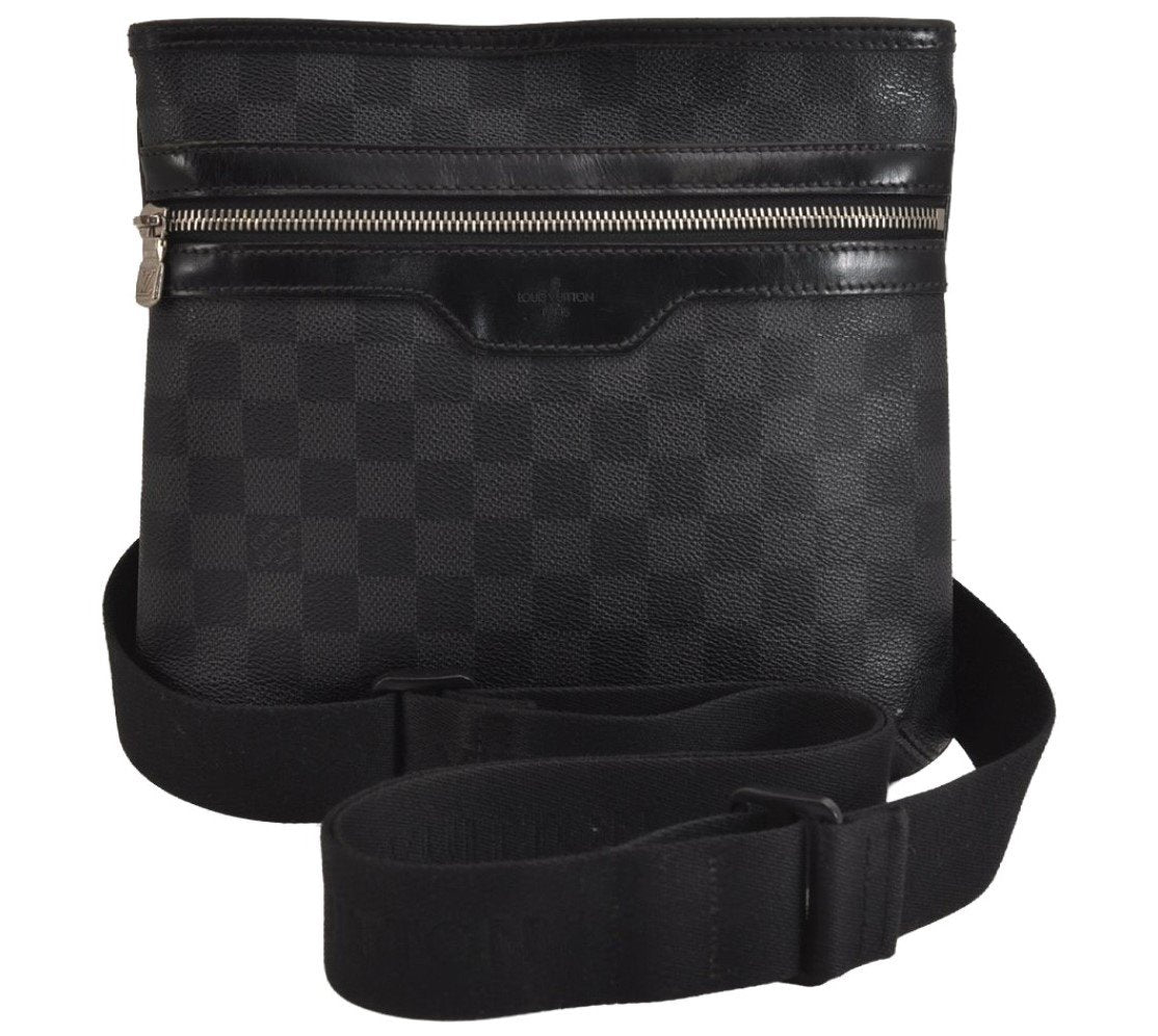 Authentic Louis Vuitton Damier Graphite Tomas Shoulder Cross Bag N58028 LV 4472J