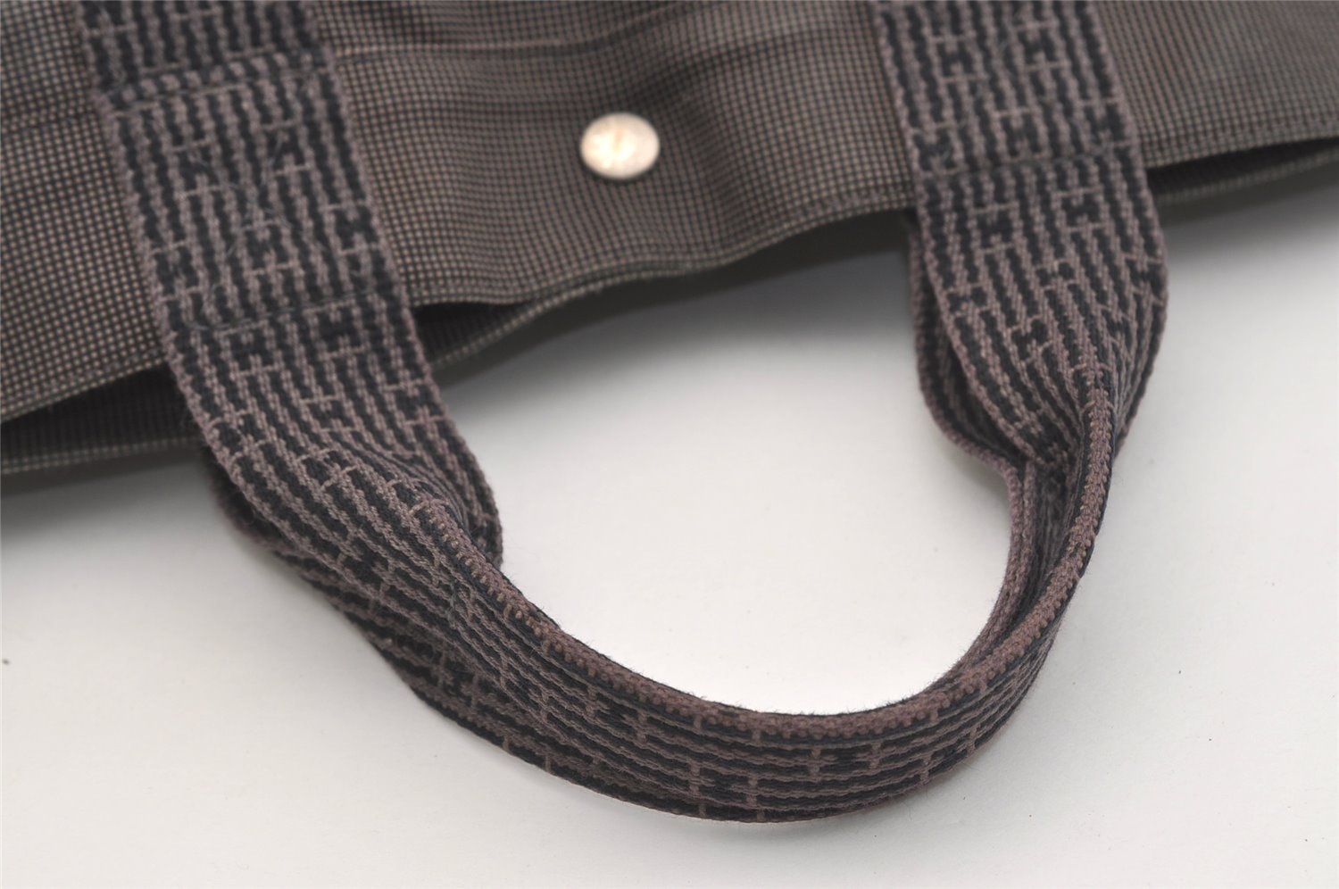 Authentic HERMES Vintage Her Line MM Hand Tote Bag Nylon Gray 4481J