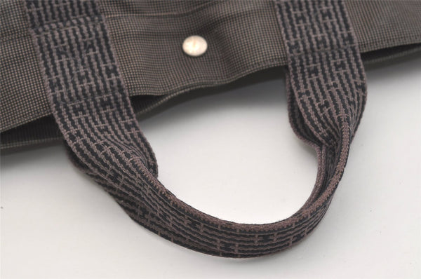 Authentic HERMES Vintage Her Line MM Hand Tote Bag Nylon Gray 4481J