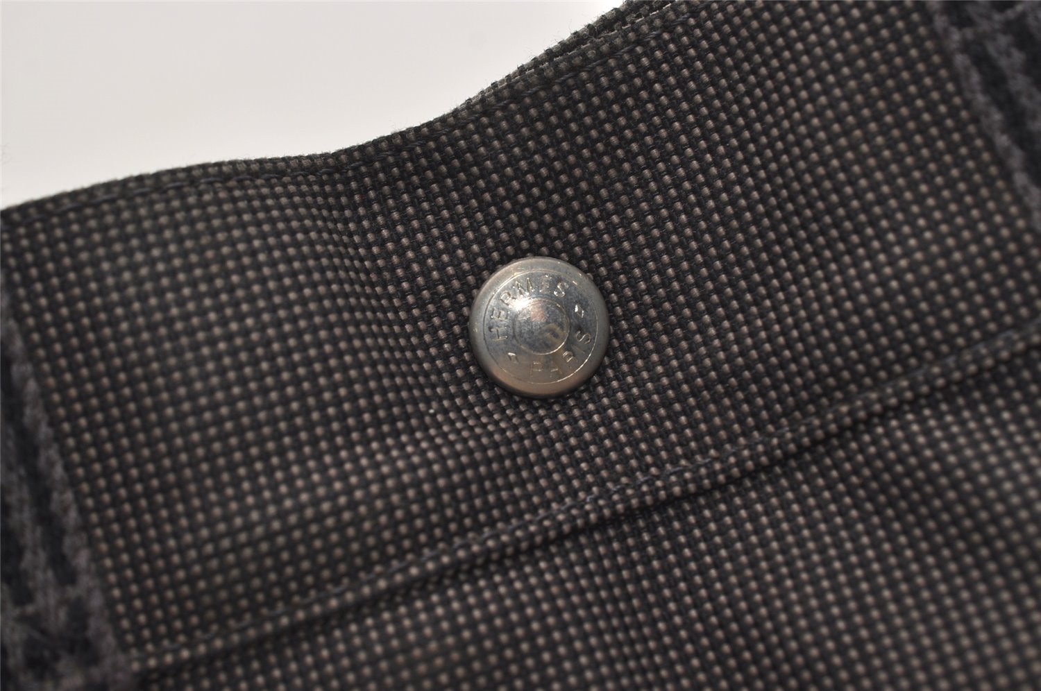 Authentic HERMES Vintage Her Line MM Hand Tote Bag Nylon Gray 4481J