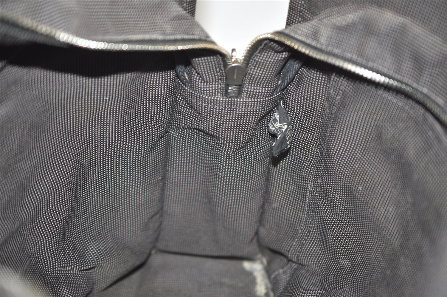 Authentic HERMES Vintage Her Line MM Hand Tote Bag Nylon Gray 4481J