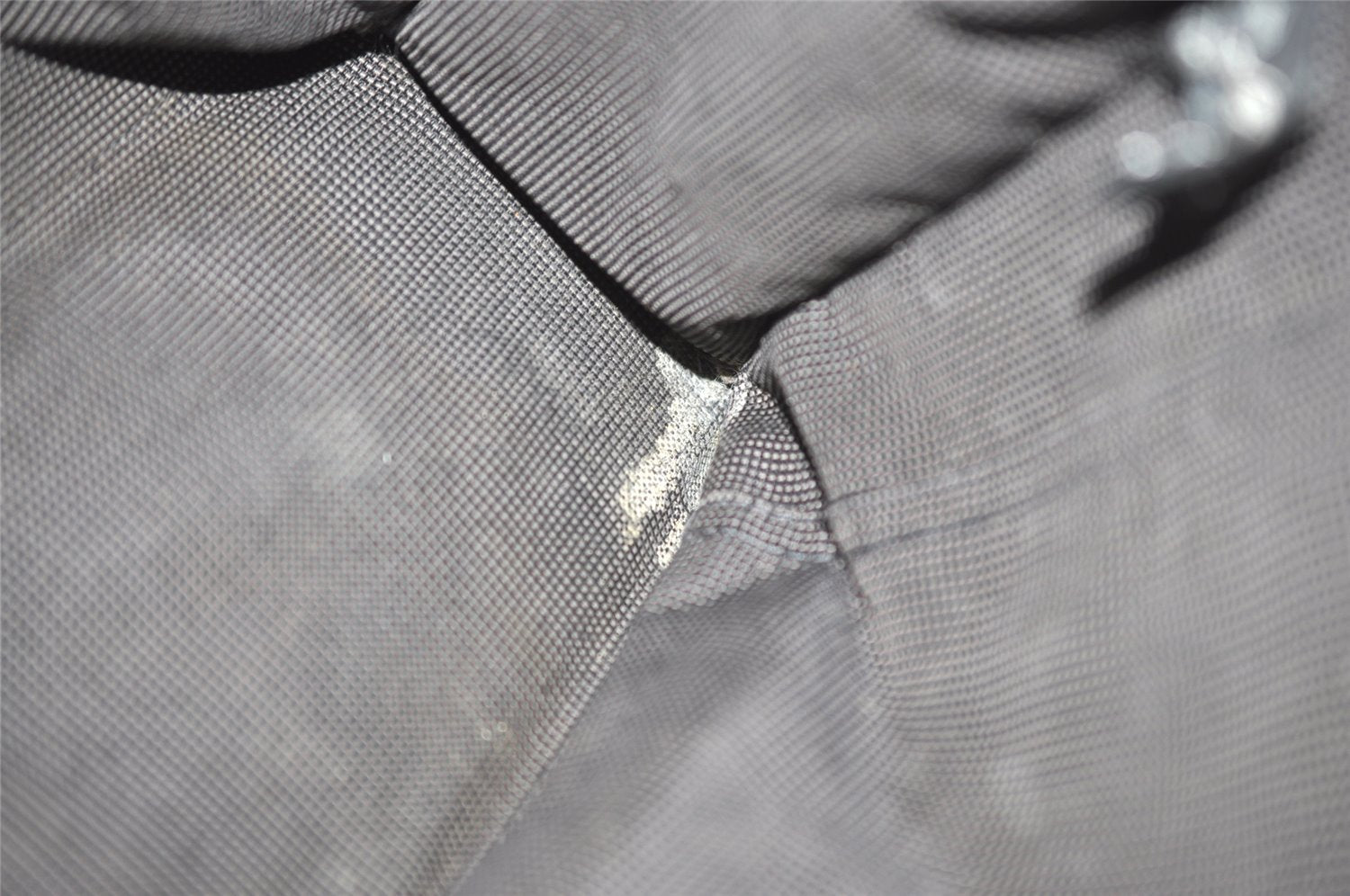 Authentic HERMES Vintage Her Line MM Hand Tote Bag Nylon Gray 4481J