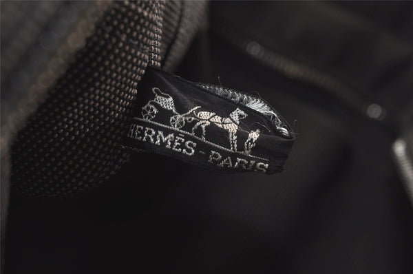 Authentic HERMES Vintage Her Line MM Hand Tote Bag Nylon Gray 4481J