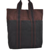 Authentic HERMES Fourre Tout Cabas Hand Tote Bag Canvas Bordeaux Black 4482J