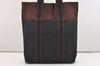 Authentic HERMES Fourre Tout Cabas Hand Tote Bag Canvas Bordeaux Black 4482J
