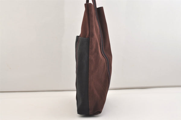 Authentic HERMES Fourre Tout Cabas Hand Tote Bag Canvas Bordeaux Black 4482J