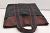 Authentic HERMES Fourre Tout Cabas Hand Tote Bag Canvas Bordeaux Black 4482J