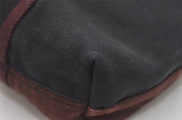 Authentic HERMES Fourre Tout Cabas Hand Tote Bag Canvas Bordeaux Black 4482J