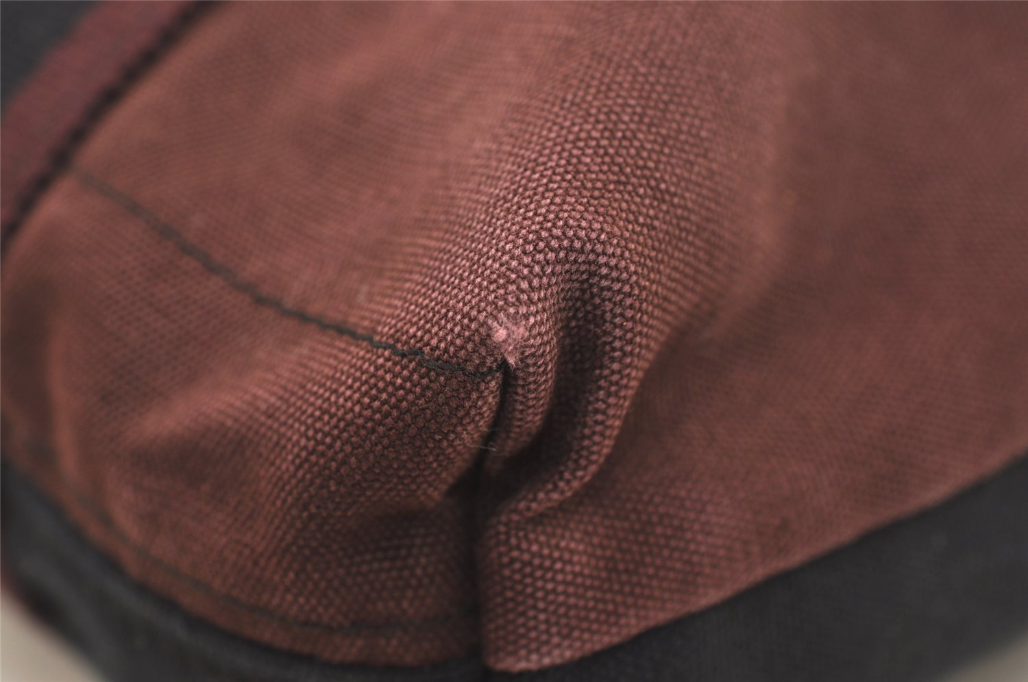 Authentic HERMES Fourre Tout Cabas Hand Tote Bag Canvas Bordeaux Black 4482J