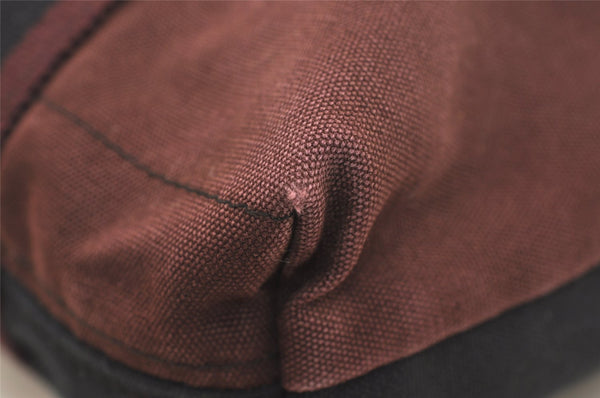 Authentic HERMES Fourre Tout Cabas Hand Tote Bag Canvas Bordeaux Black 4482J