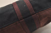Authentic HERMES Fourre Tout Cabas Hand Tote Bag Canvas Bordeaux Black 4482J