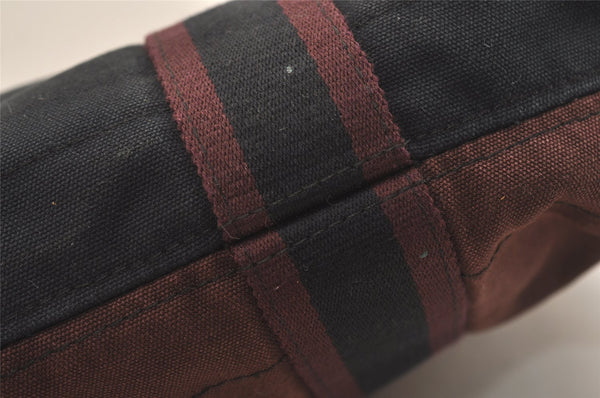 Authentic HERMES Fourre Tout Cabas Hand Tote Bag Canvas Bordeaux Black 4482J