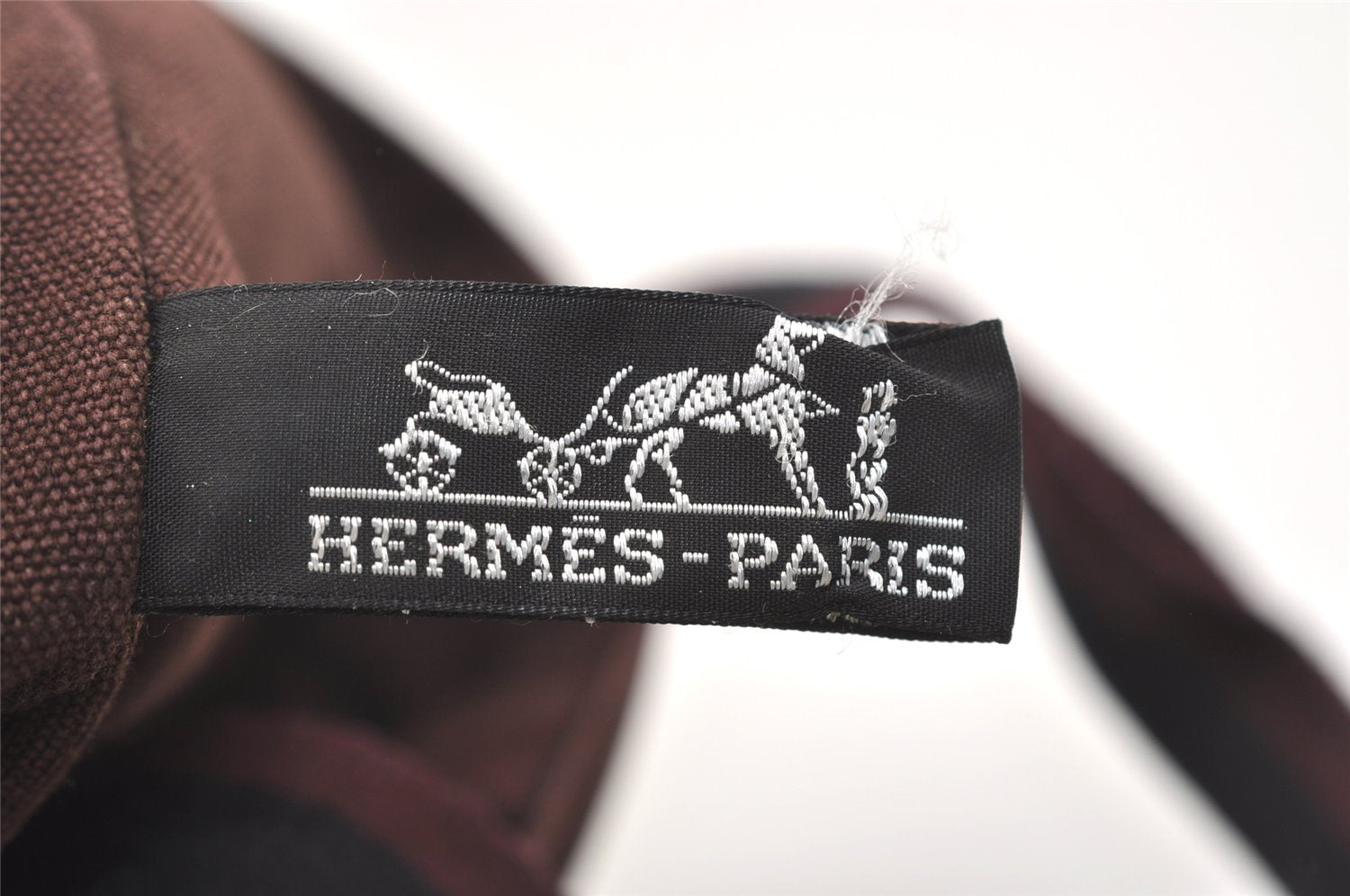 Authentic HERMES Fourre Tout Cabas Hand Tote Bag Canvas Bordeaux Black 4482J