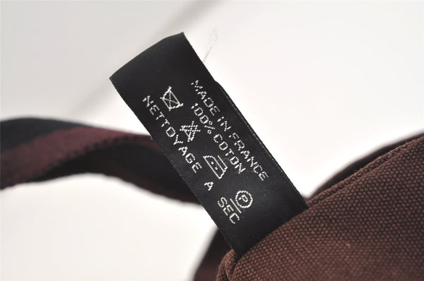 Authentic HERMES Fourre Tout Cabas Hand Tote Bag Canvas Bordeaux Black 4482J