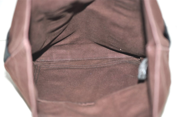 Authentic HERMES Fourre Tout Cabas Hand Tote Bag Canvas Bordeaux Black 4482J