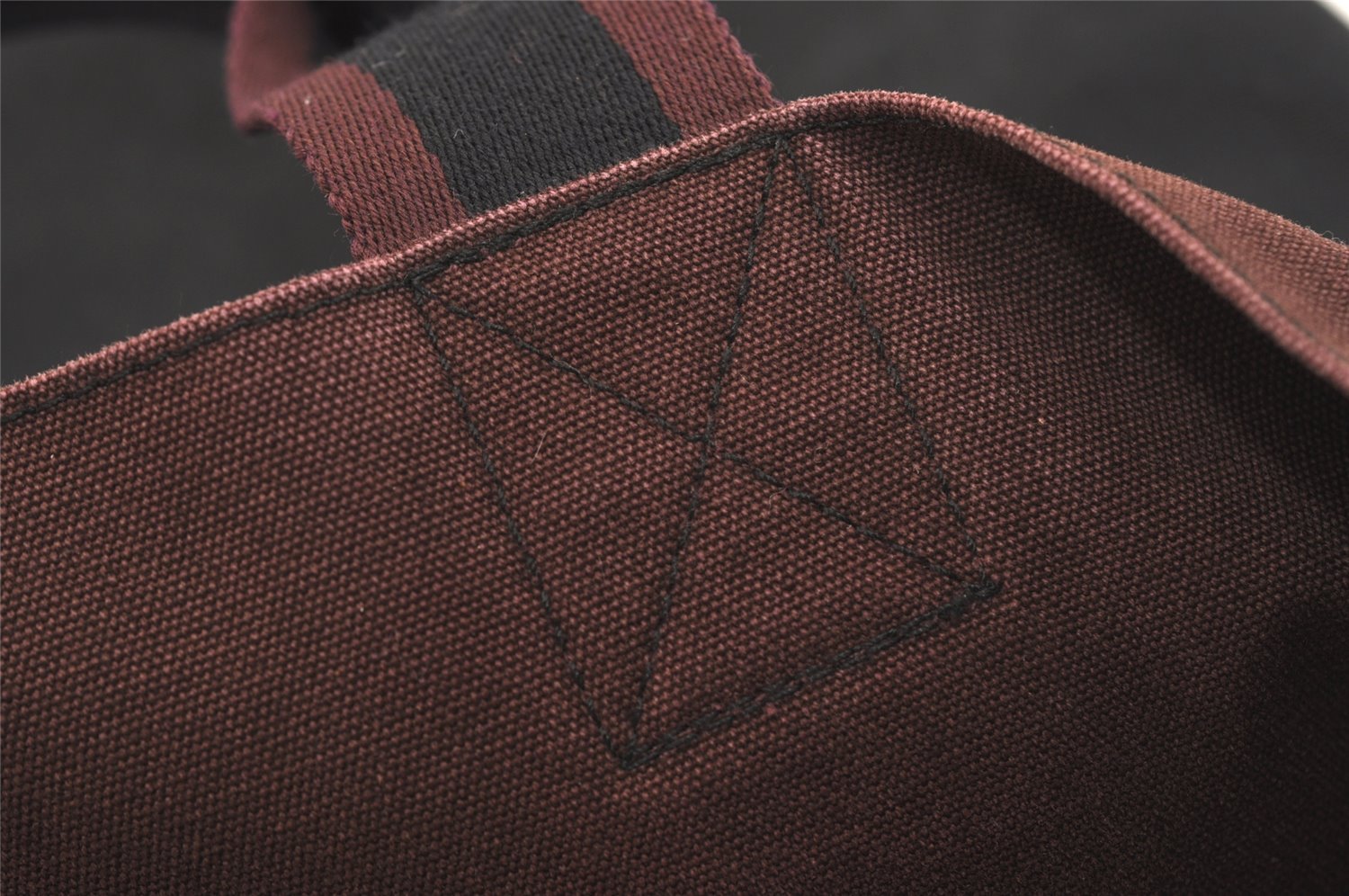 Authentic HERMES Fourre Tout Cabas Hand Tote Bag Canvas Bordeaux Black 4482J