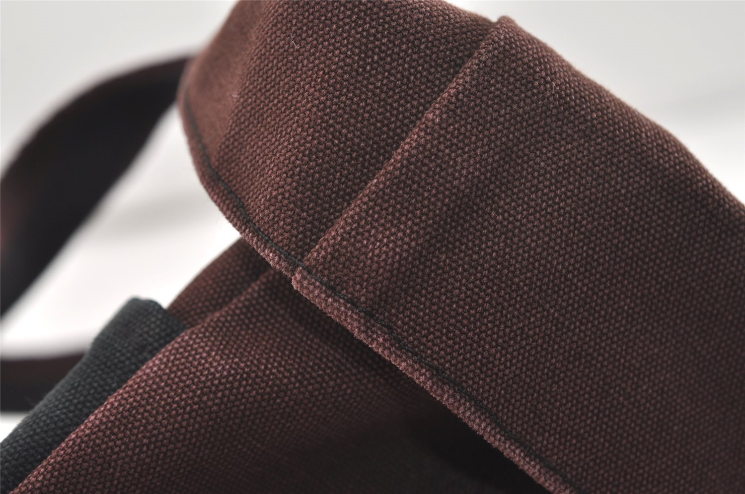 Authentic HERMES Fourre Tout Cabas Hand Tote Bag Canvas Bordeaux Black 4482J