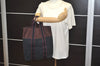 Authentic HERMES Fourre Tout Cabas Hand Tote Bag Canvas Bordeaux Black 4482J