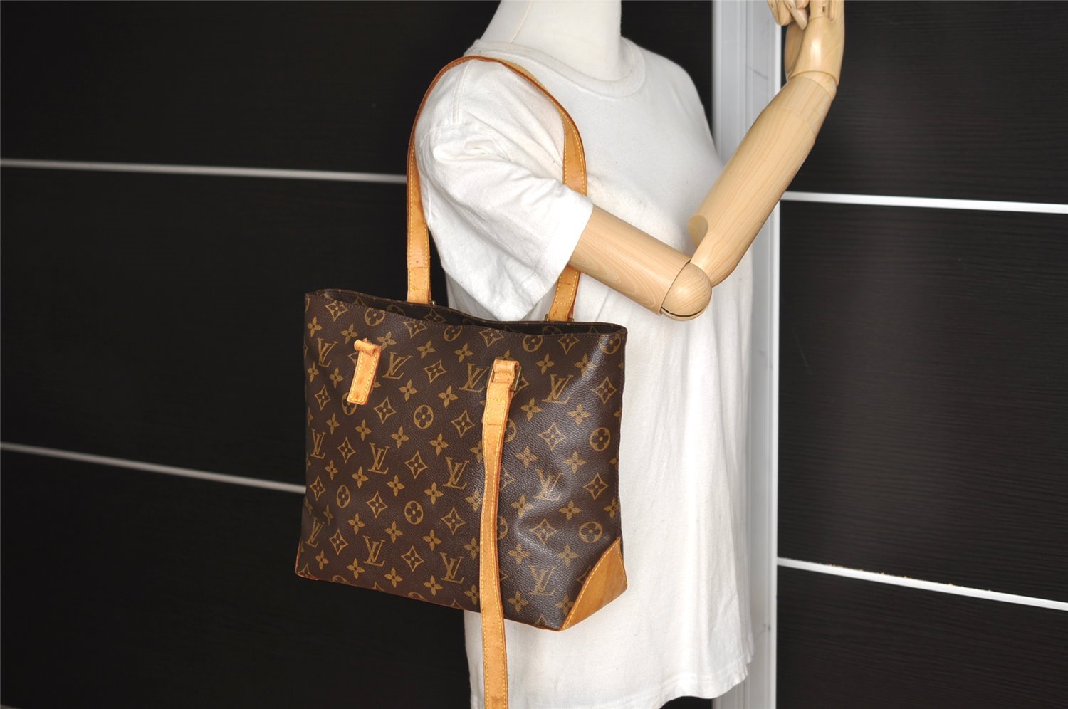 Authentic Louis Vuitton Monogram Cabas Piano Shoulder Tote Bag M51148 Junk 4484I