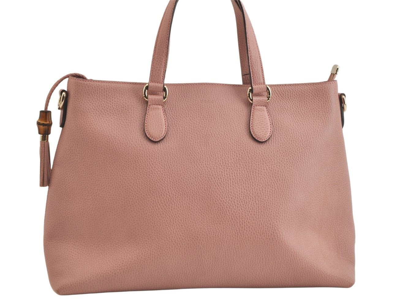 Authentic GUCCI Bamboo 2Way Shoulder Tote Bag Leather 449643 Pink 4484K