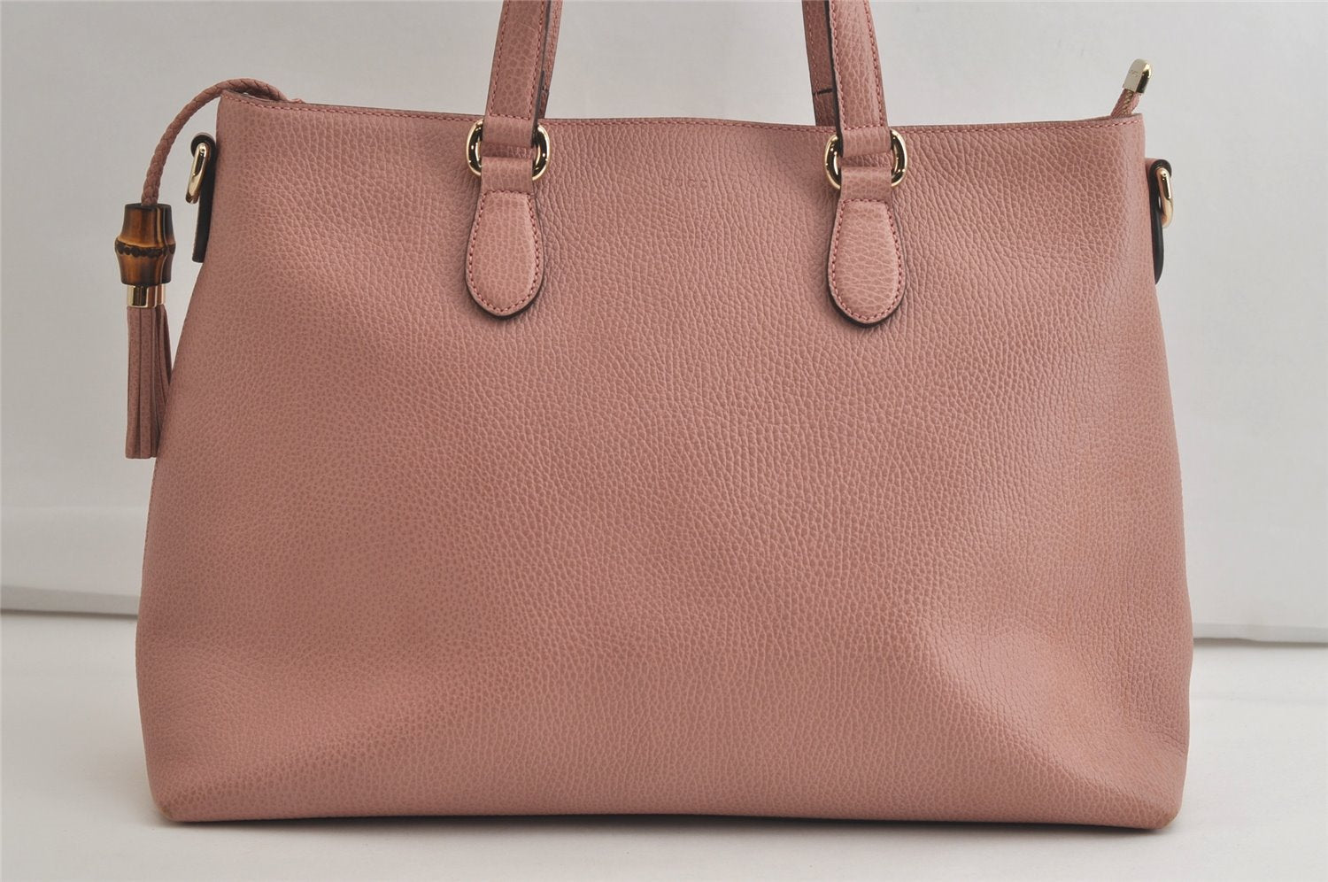 Authentic GUCCI Bamboo 2Way Shoulder Tote Bag Leather 449643 Pink 4484K