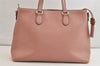 Authentic GUCCI Bamboo 2Way Shoulder Tote Bag Leather 449643 Pink 4484K
