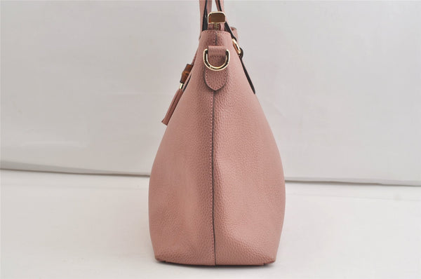 Authentic GUCCI Bamboo 2Way Shoulder Tote Bag Leather 449643 Pink 4484K