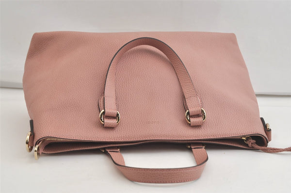 Authentic GUCCI Bamboo 2Way Shoulder Tote Bag Leather 449643 Pink 4484K