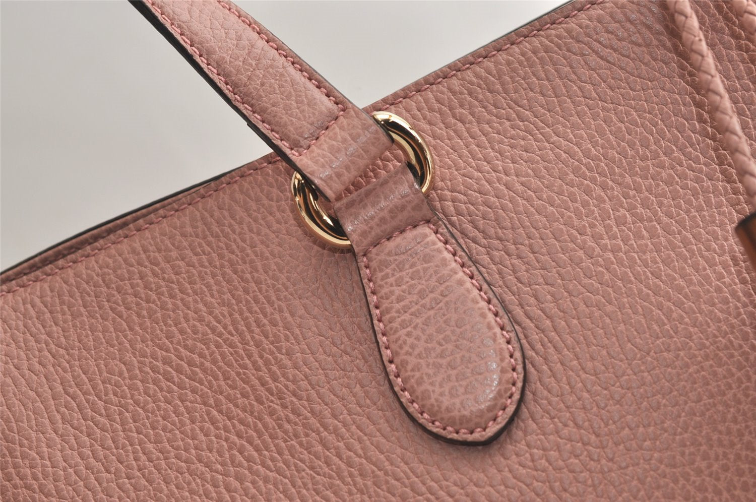 Authentic GUCCI Bamboo 2Way Shoulder Tote Bag Leather 449643 Pink 4484K