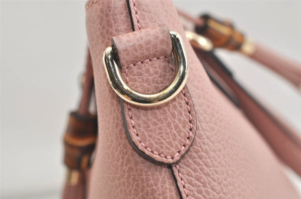 Authentic GUCCI Bamboo 2Way Shoulder Tote Bag Leather 449643 Pink 4484K