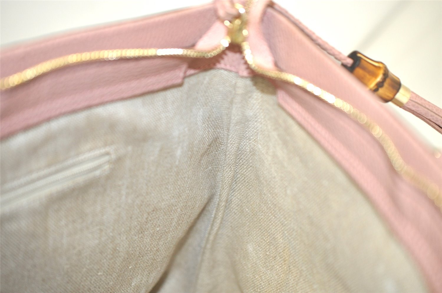 Authentic GUCCI Bamboo 2Way Shoulder Tote Bag Leather 449643 Pink 4484K