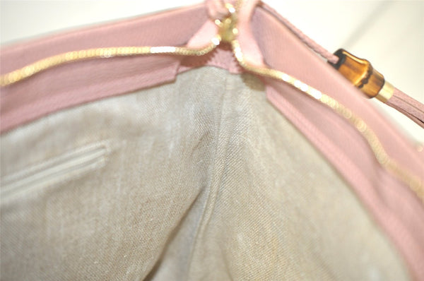 Authentic GUCCI Bamboo 2Way Shoulder Tote Bag Leather 449643 Pink 4484K