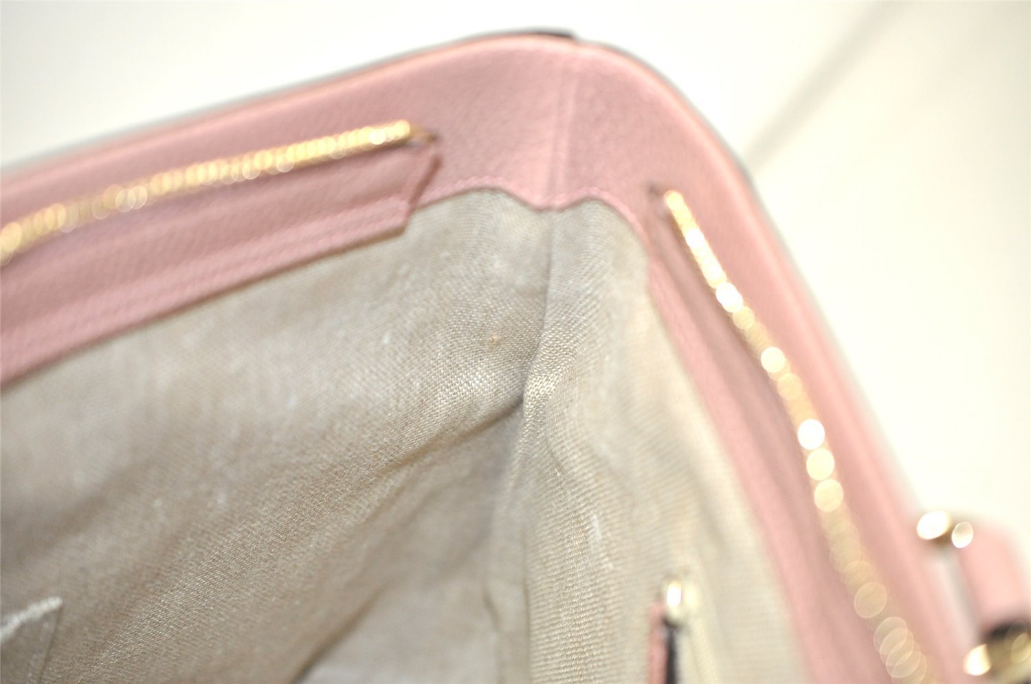 Authentic GUCCI Bamboo 2Way Shoulder Tote Bag Leather 449643 Pink 4484K