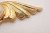 Authentic Christian Dior Vintage Feather Motif Brooch Imitation Pearl Gold 4485J