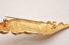 Authentic Christian Dior Vintage Feather Motif Brooch Imitation Pearl Gold 4485J