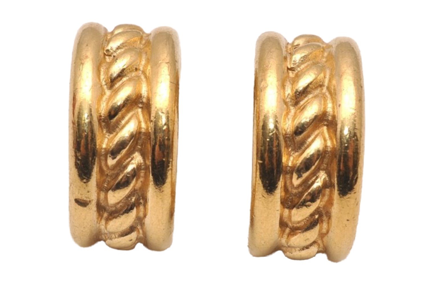 Authentic GIVENCHY Vintage Rope Motif Earrings Gold Tone 4486J