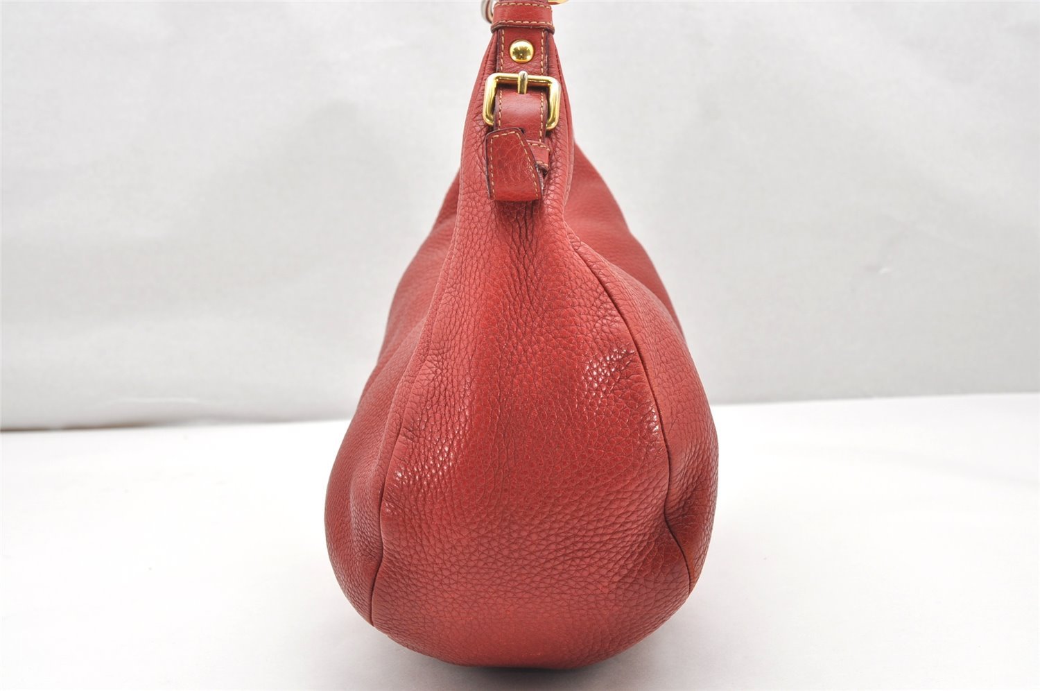 Authentic PRADA Leather Nappa Plastic Chain Shoulder Hand Bag Red 4487K