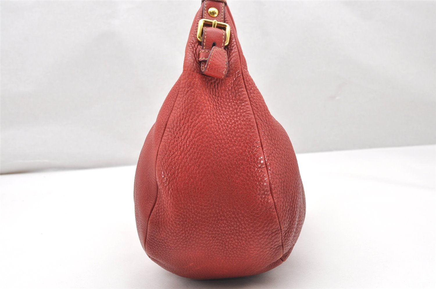 Authentic PRADA Leather Nappa Plastic Chain Shoulder Hand Bag Red 4487K