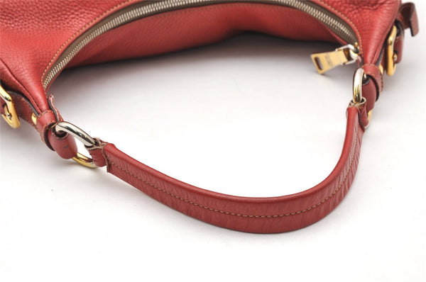 Authentic PRADA Leather Nappa Plastic Chain Shoulder Hand Bag Red 4487K