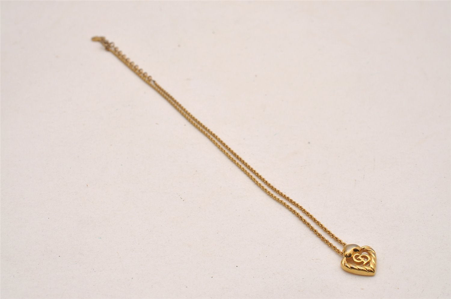 Authentic Christian Dior Gold Tone Chain Pendant Necklace CD 4488J