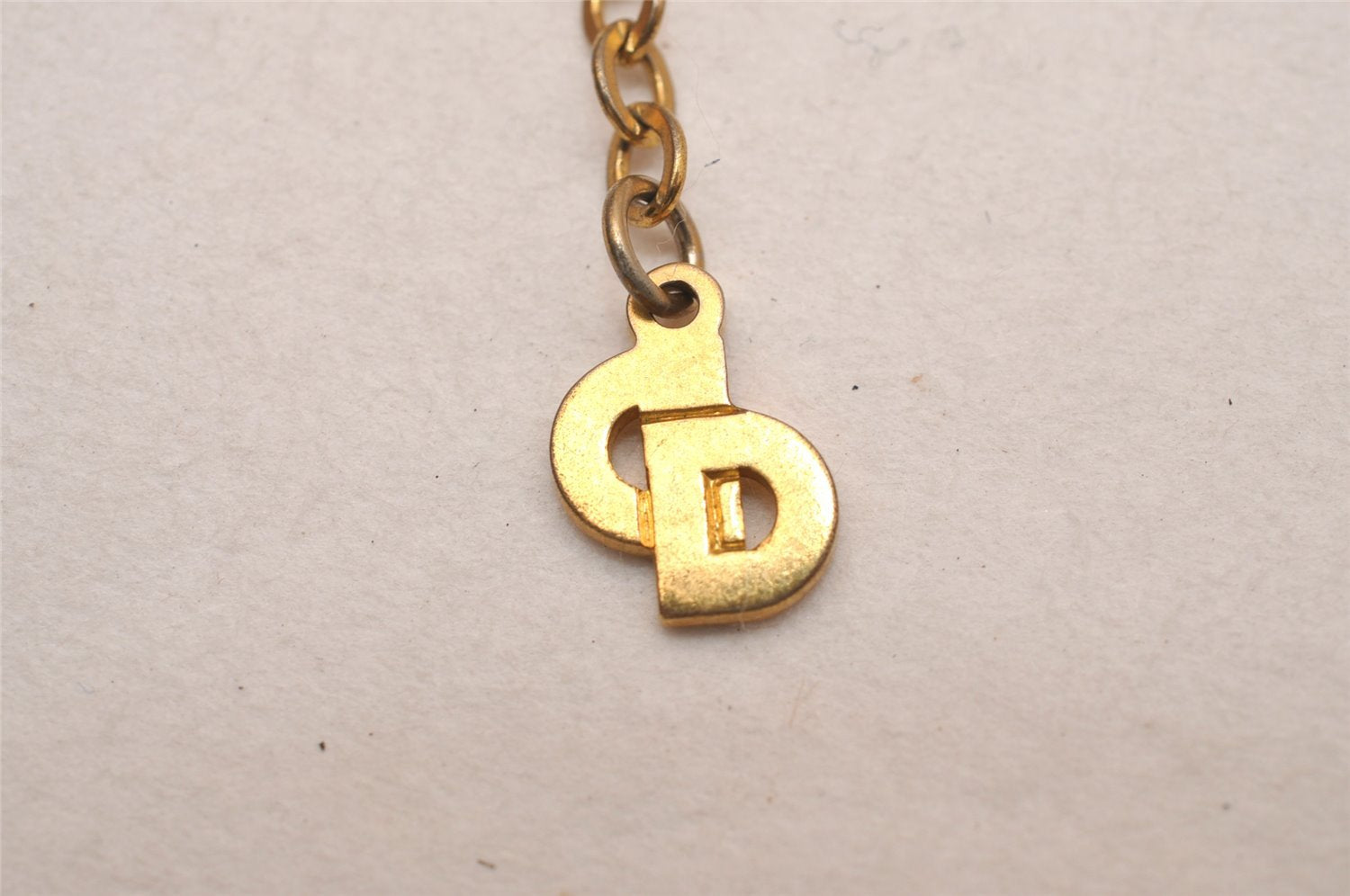 Authentic Christian Dior Gold Tone Chain Pendant Necklace CD 4488J