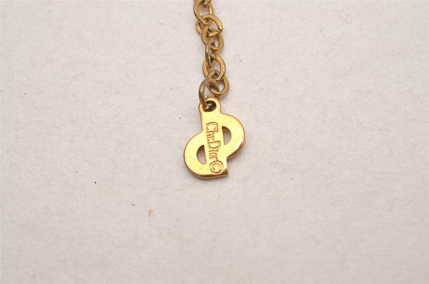 Authentic Christian Dior Gold Tone Chain Pendant Necklace CD 4488J