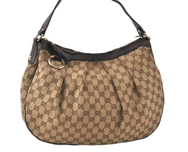 Authentic GUCCI Sukey Shoulder Hand Bag GG Canvas Leather 232955 Brown 4488K