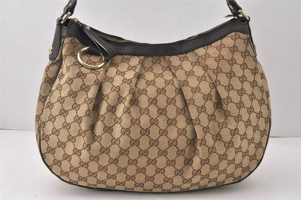Authentic GUCCI Sukey Shoulder Hand Bag GG Canvas Leather 232955 Brown 4488K