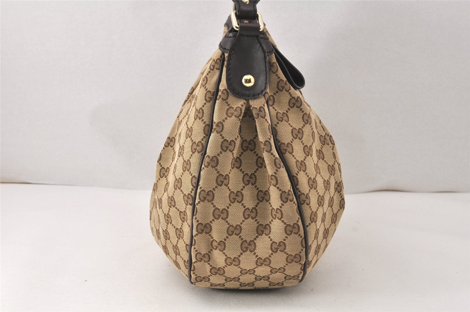Authentic GUCCI Sukey Shoulder Hand Bag GG Canvas Leather 232955 Brown 4488K