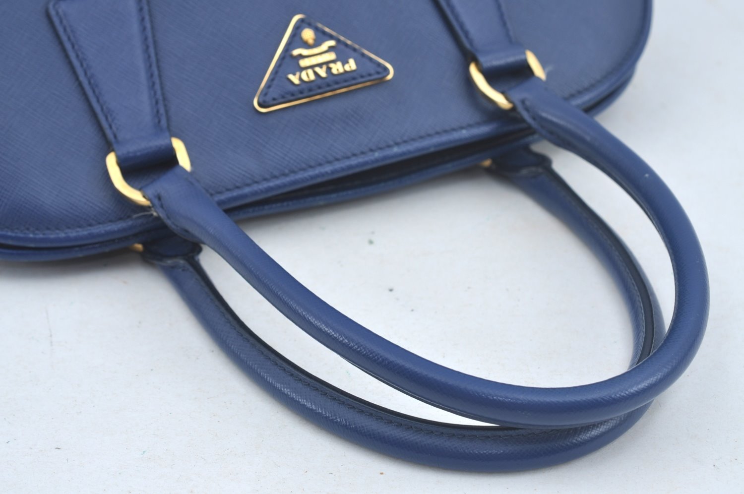 Authentic PRADA Vintage Saffiano Leather 2Way Shoulder Hand Bag Navy Blue 4489K