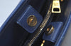 Authentic PRADA Vintage Saffiano Leather 2Way Shoulder Hand Bag Navy Blue 4489K