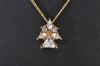 Authentic Christian Dior Gold Tone Chain Rhinestone Pendant Necklace CD 4490J