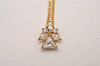 Authentic Christian Dior Gold Tone Chain Rhinestone Pendant Necklace CD 4490J